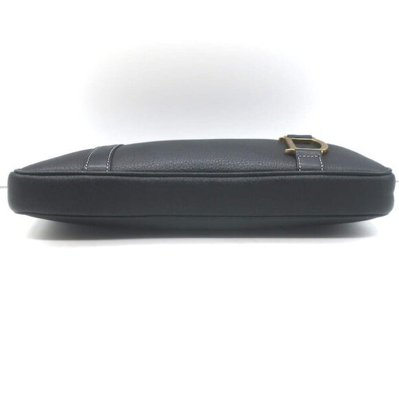 Vintage Christian Dior Small D Clutch Black Grained Leather - Picture 8 of 13